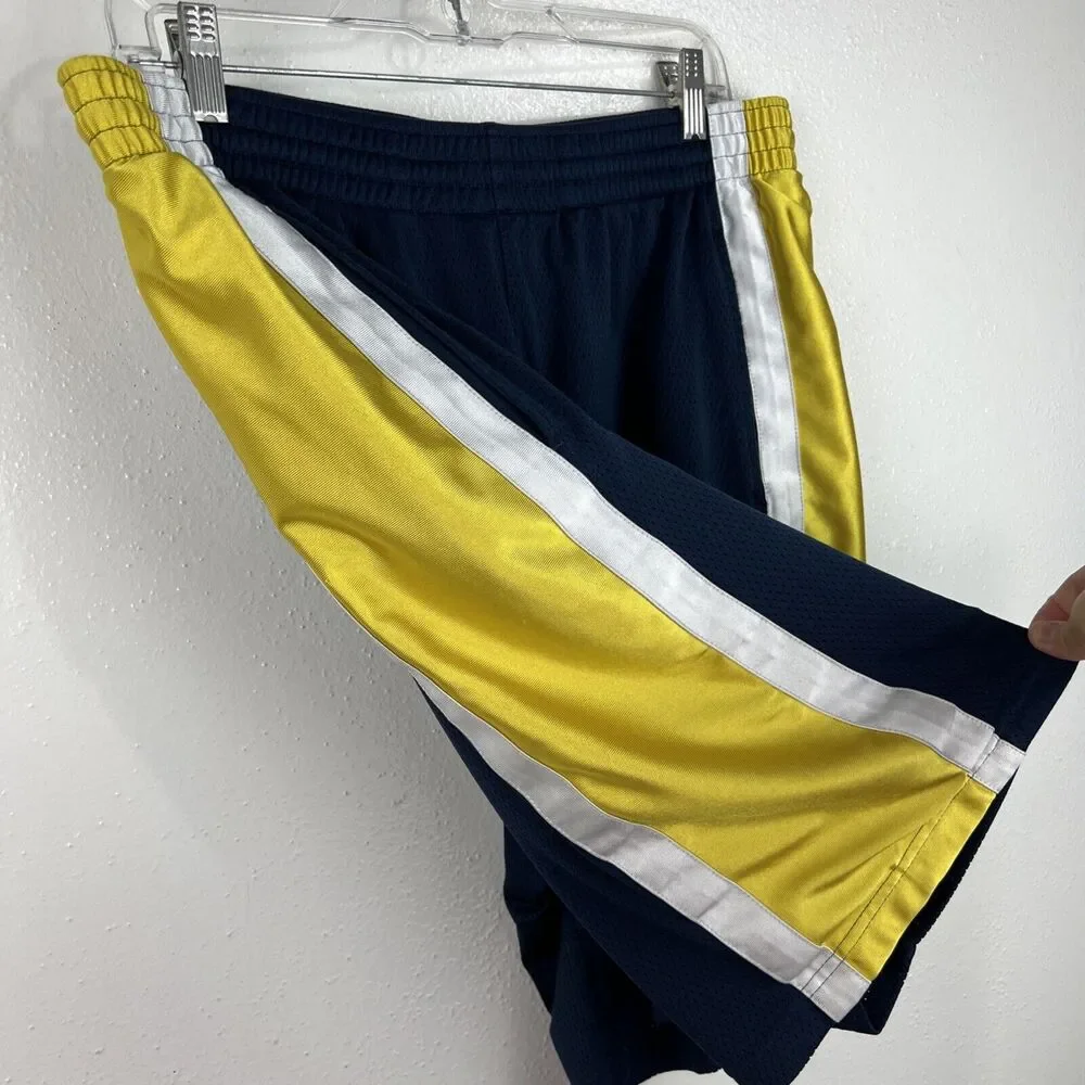 Nike Basketball Shorts Men Large Blue Yellow Activewear Athletic Bottoms